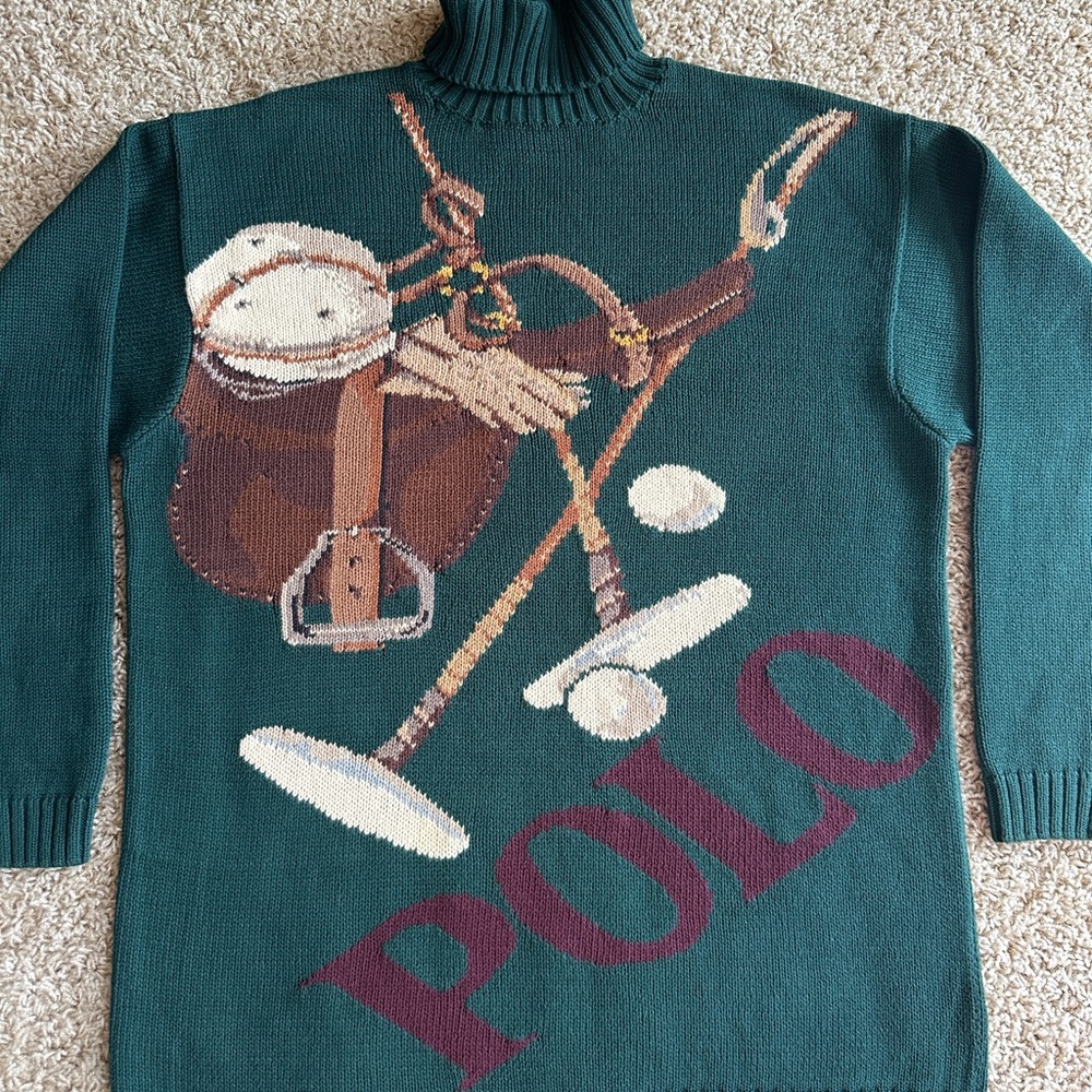 EXTREMELY RARE - 70s POLO RALPH LAUREN Equestrian Saddle/Clubs Knit Sweater - Picture 13 of 14